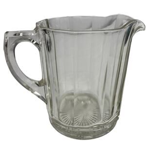 1930s Hazel Atlas Pillar Optic Clear Glass Water Milk Pitcher 6.5”
